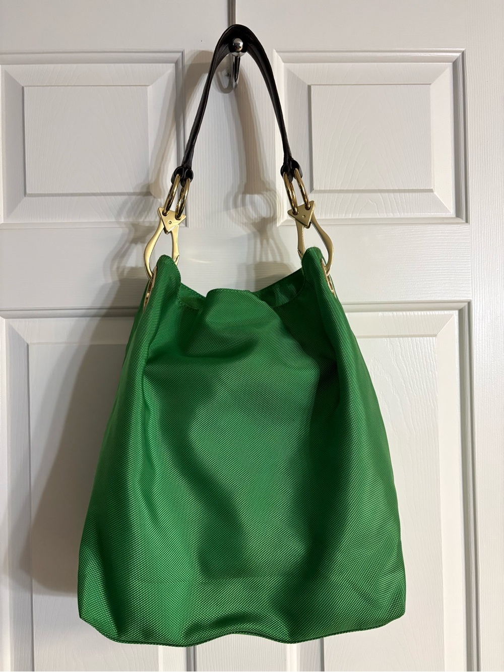 JPK Paris 75 Green Nylon Hobo Bucket Tote Bag